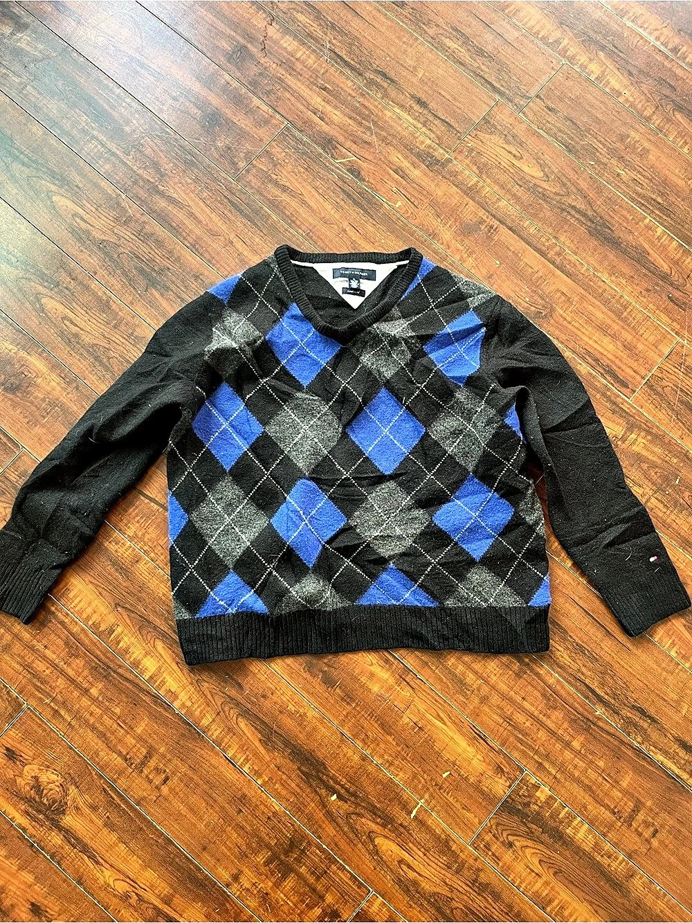 Tommy Hilfiger Kids Argyle Sweater in Black & Blue